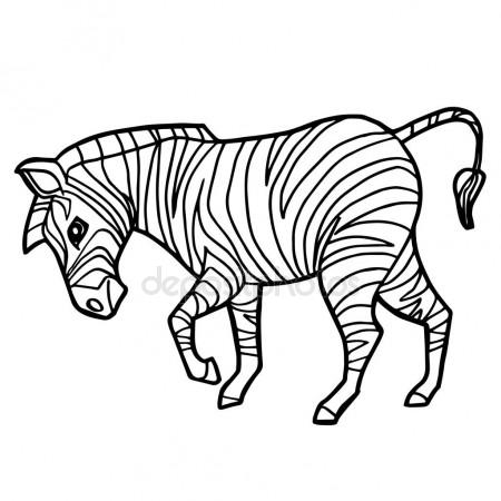 450x450 Cartoon Cute Zebra Coloring Page Vector. Stock Vector
