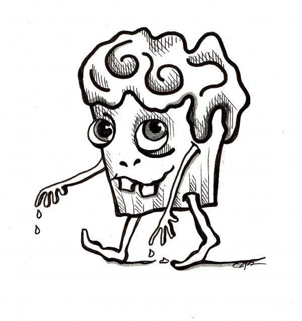 600x636 Zombie Cupcake And Robot In Love Free Digital Stamps