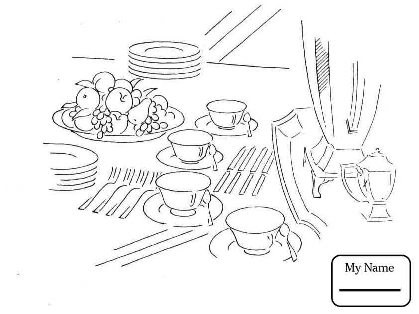 842x630 Coloring Pages For Kids Home Housework Fork Spoon And Knife