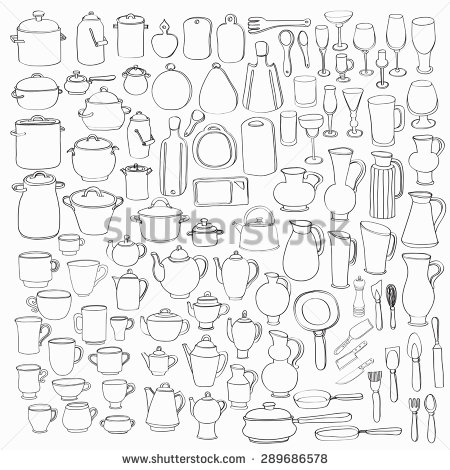 450x470 Big Set Of 98 Cute Hand Drawn Kitchen Tools Including Different