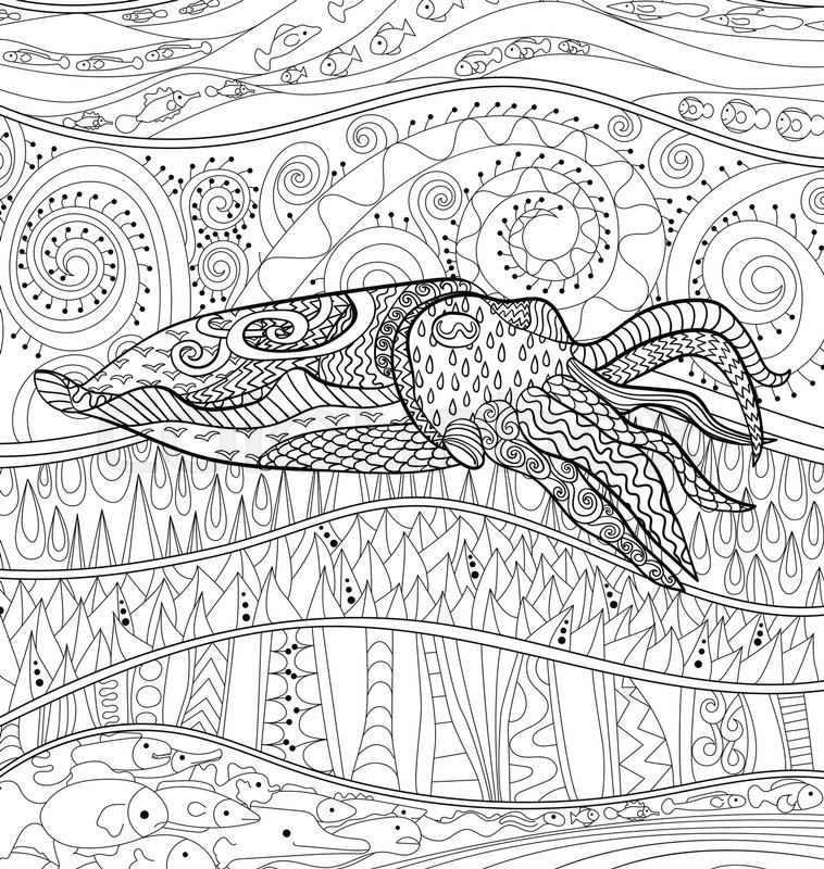 758x800 Cuttlefish With High Details. Adult Antistress Coloring Page
