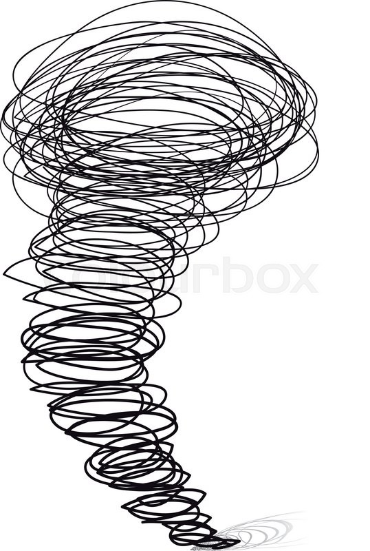 538x800 Vector Hand Drawn Illustrations. Cyclone Tornado On A White