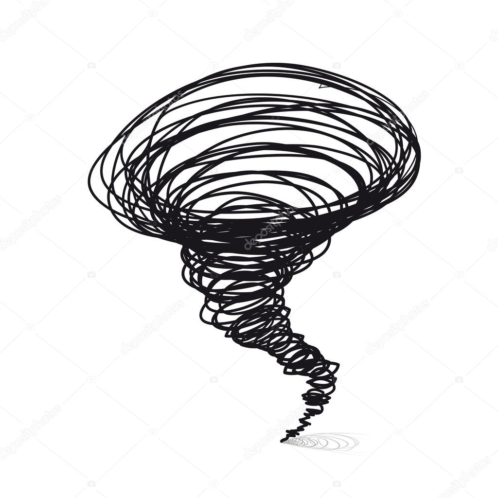 1024x1024 Vector Hand Drawn Illustrations. Cyclone Tornado Stock Vector