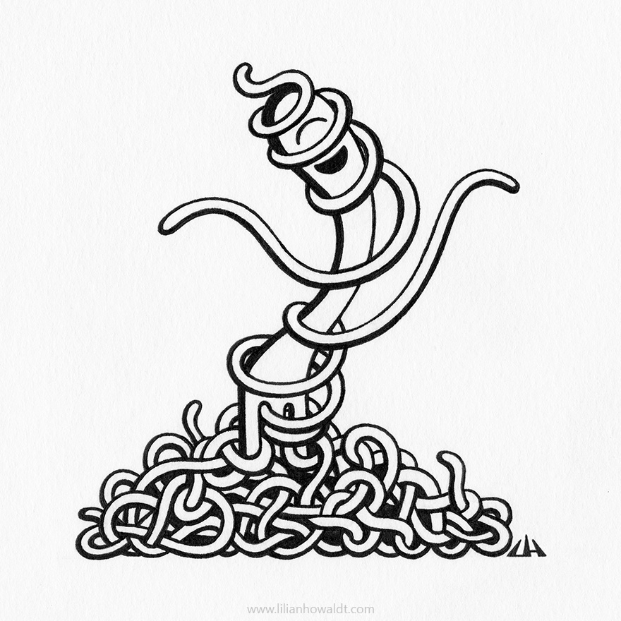880x880 Happy Cyclops Fork Dancing In Spaghetti Lilian Howaldt Art
