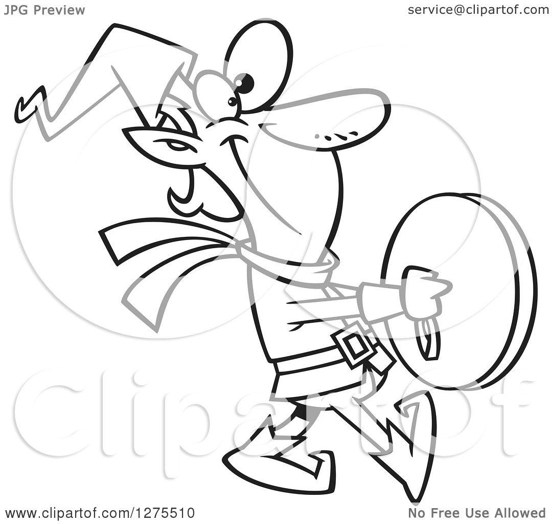 1080x1024 Cartoon Clipart Of A Black And White Happy Christmas Elf Marching