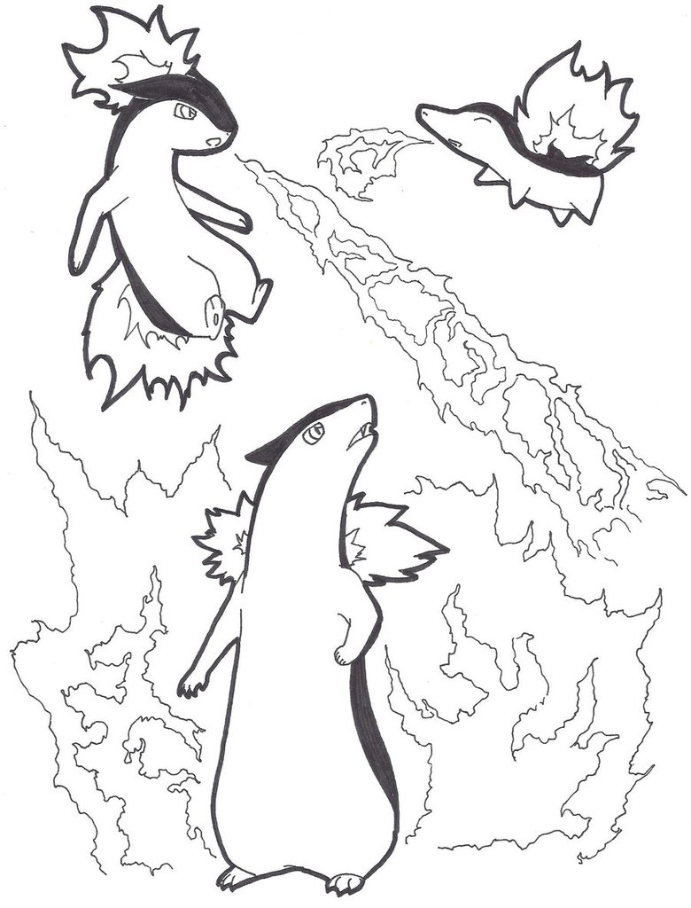 780x1024 Cyndaquil Evolutions Line Art By Fjabba