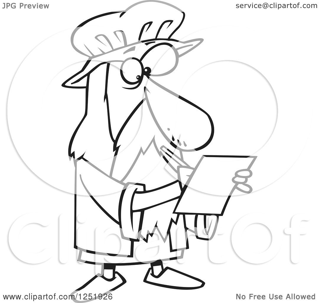 1080x1024 Clipart Of A Black And White Cartoon Leonardo Da Vinci Drawing