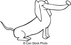 300x188 Dachshund Dog Cartoon For Coloring. Black And White Cartoon