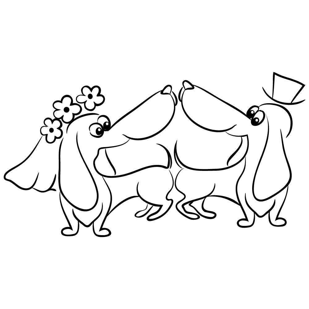 1000x1000 Dachshund Dog Couple Wedding Dachshund Sketches