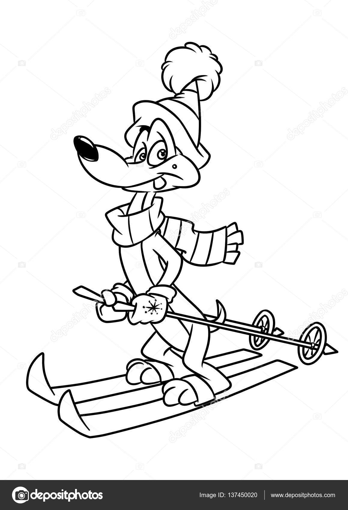 1159x1700 Dog Dachshund Skier Winter Coloring Pages Cartoon Stock Photo
