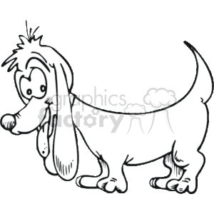 300x300 Royalty Free Black And White Cartoon Dachshund 131952 Vector Clip