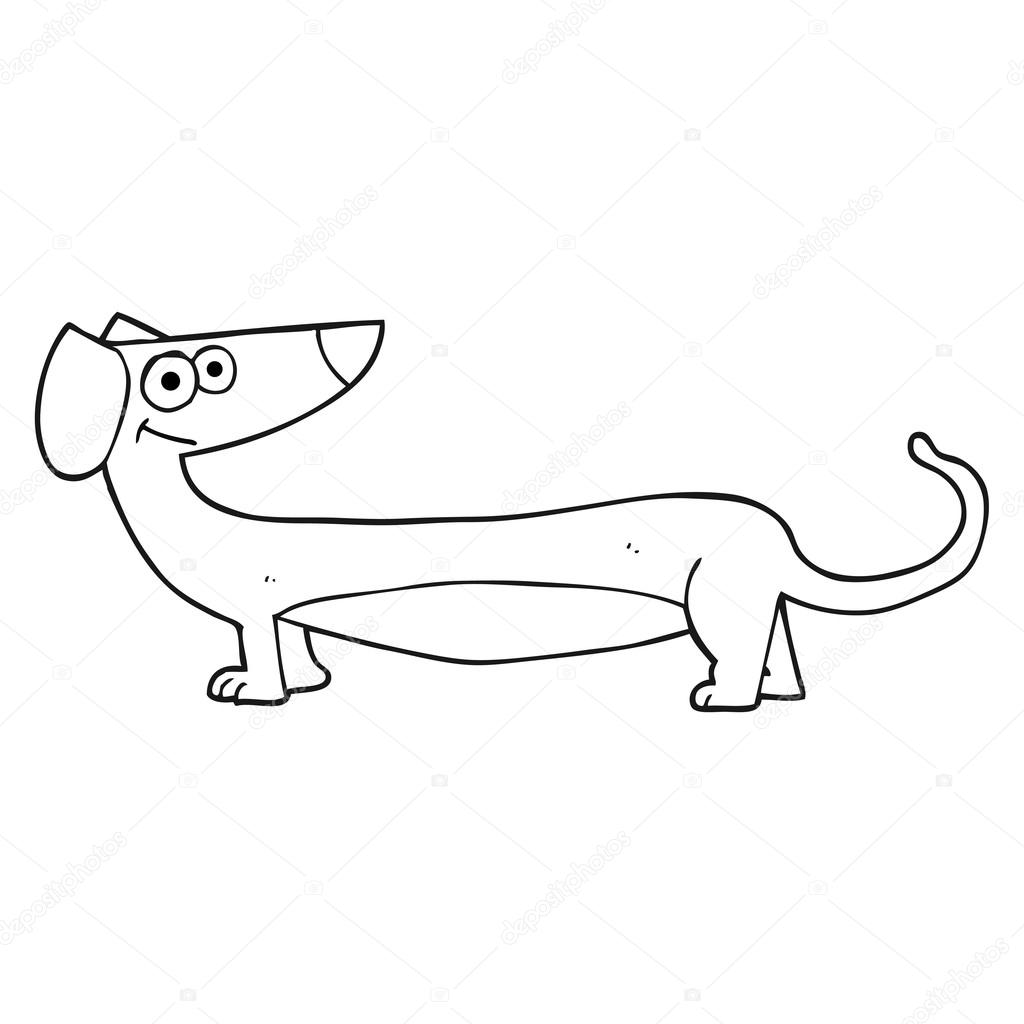 1024x1024 Black And White Cartoon Dachshund Stock Vector Lineartestpilot