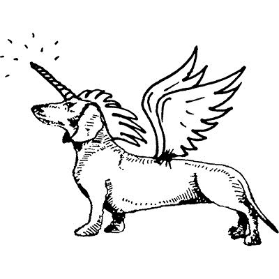 400x400 Unicorn Dachshund In All Art Stamps