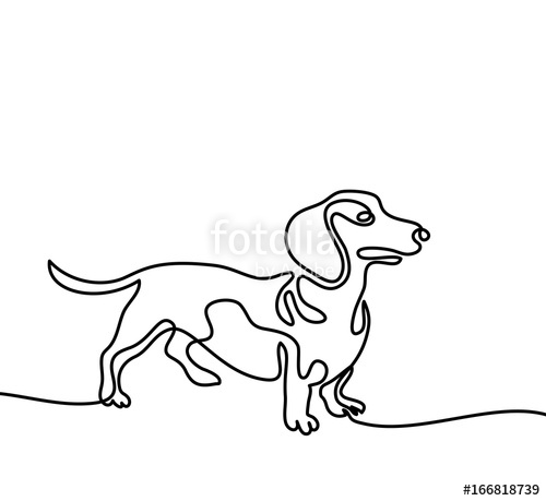 500x459 Continuous Line Drawing. Dog Dachshund Running. Vector
