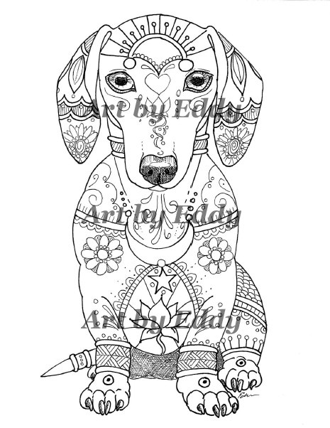 465x602 Art Of Dachshund Single Coloring Page Dachshunds, Hand Drawn And Pdf