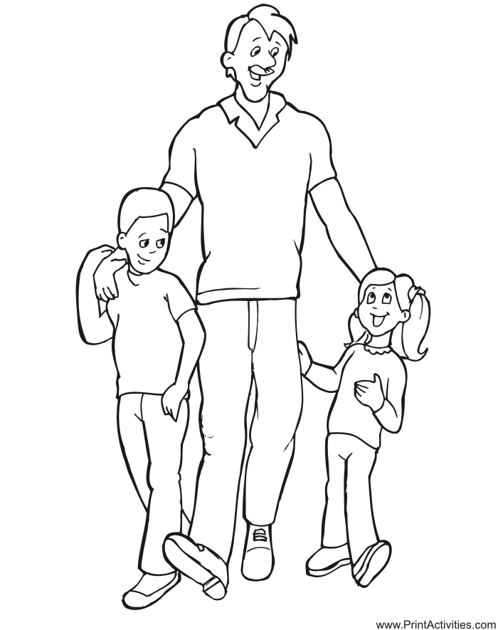 700x885 Dad With Kids Coloring Page Ideas For The House Dads