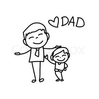320x320 Hand Drawing Cartoon Happy Dad Playing With Baby Father Day Vector