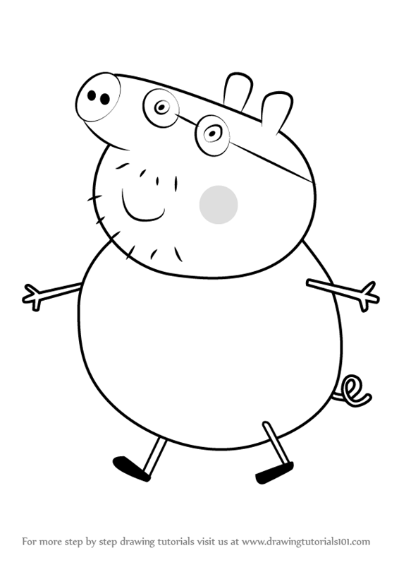 566x800 Learn How To Draw Daddy Pig From Peppa Pig (Peppa Pig) Step By