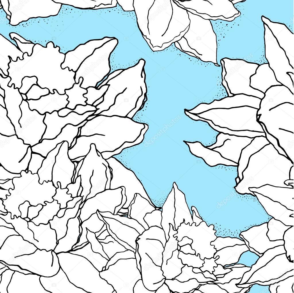 1024x1022 Seamless Pattern With Hand Drawn Daffodils. For Fabric, Textile