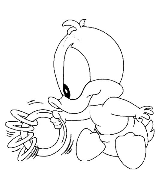 550x647 Baby Daffy Duck Playing Coloring Pages