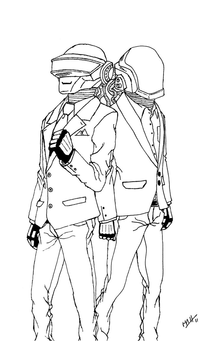 693x1152 Daft Punk Lineart By Devilishink