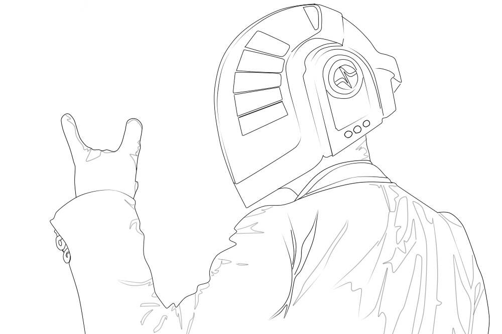 1000x666 Daft Punk Lineart By Htx Wolf