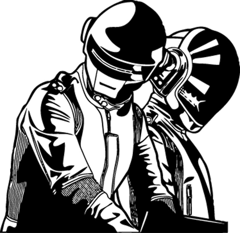 800x777 Daft Punk Mixing Blanco Y Negro Canvas Prints By Titanthony