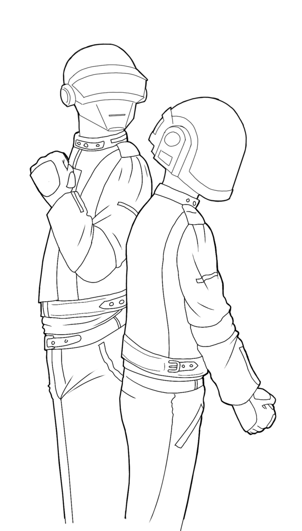 600x1052 Daft Punk Lineart By Maiden Chynna Colouring Pages