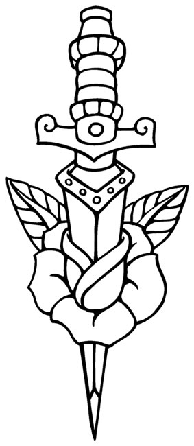 283x650 Rose Dagger Coloring Pages Tattoo, Tatting