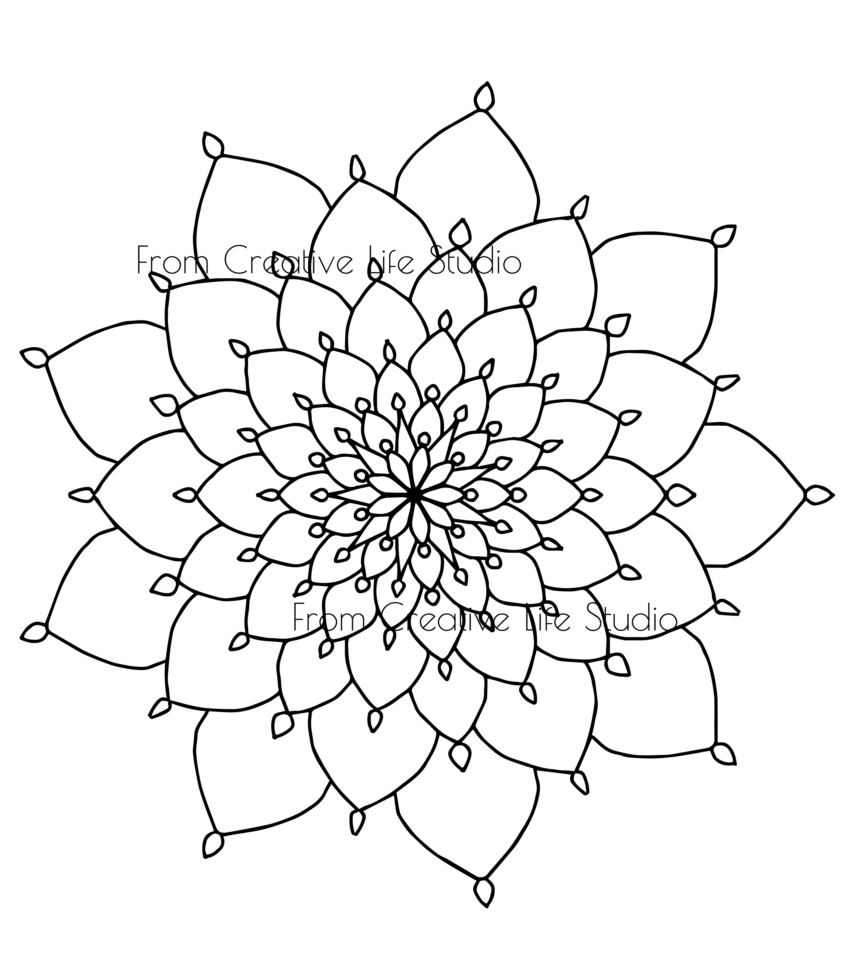 3001x3414 Mandala Dahlia Adult Coloring Page Creative Life Studio
