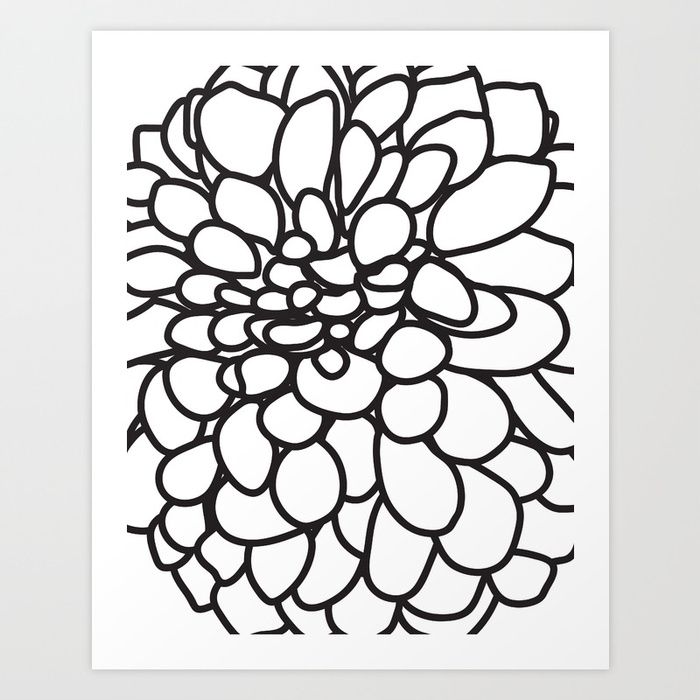 700x700 Black And White Modern Dahlia Flower Art Print By Aldariartstudio
