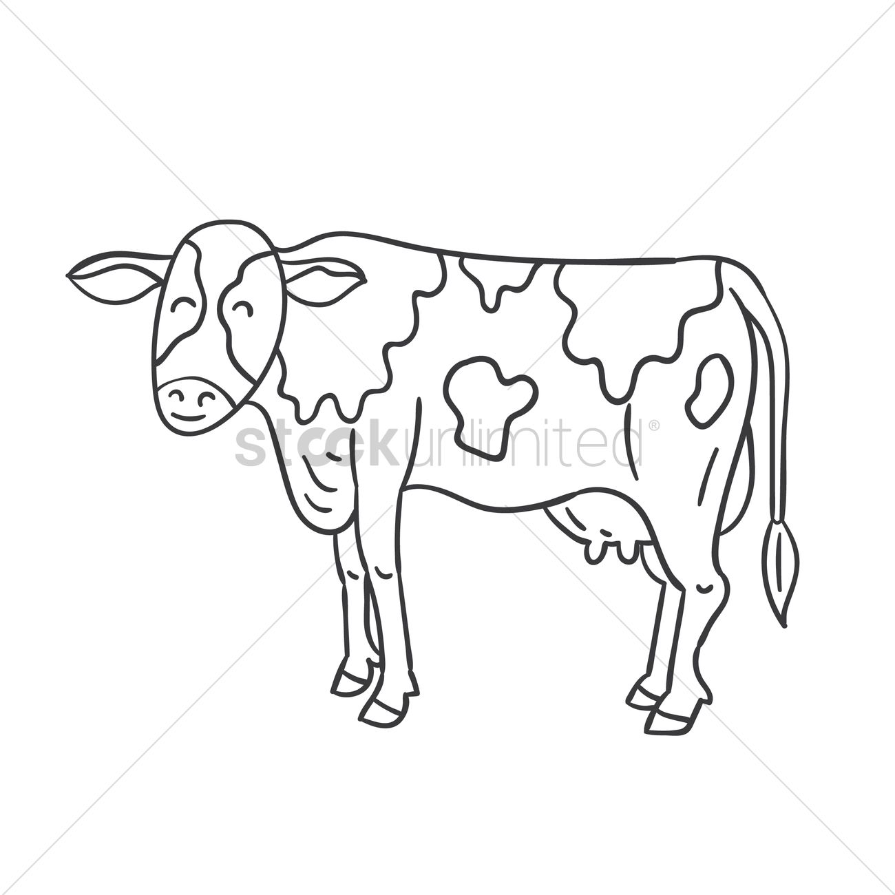 1300x1300 Happy Cow Vector Image