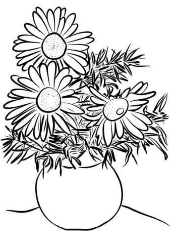 343x480 Daisies In A Vase Coloring Page Free Printable Coloring Pages