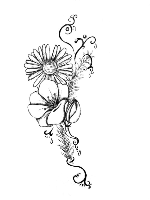 600x800 Black And White Daisy Flowers Tattoo Design Tattoo Ideas