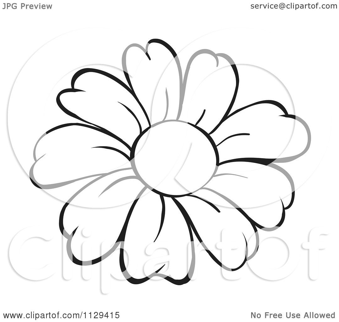 1080x1024 Cartoon Of An Outlined Daisy Flower