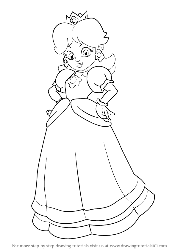 598x844 Learn How To Draw Princess Daisy From Super Mario From Super Mario