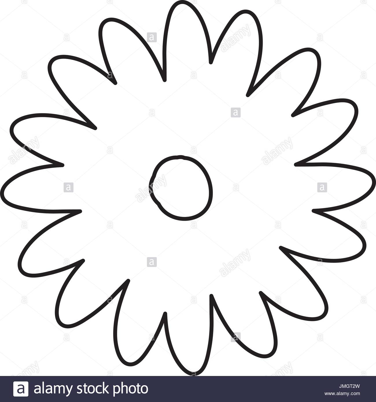 1300x1390 Sketch Contour Of Hand Drawing Daisy Flower With Several Petals