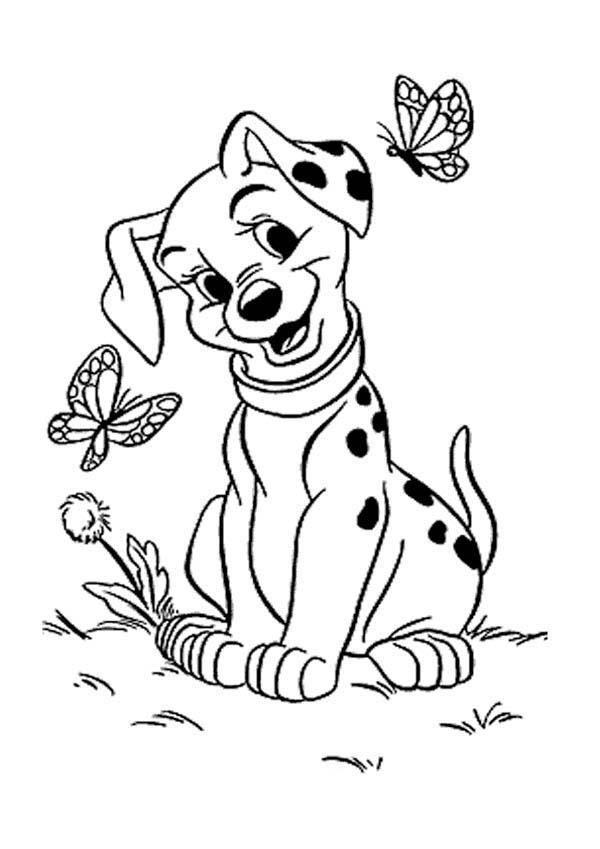 600x849 101 Dalmatians Penny And Two Beautiful Butterfly In Dalmatian