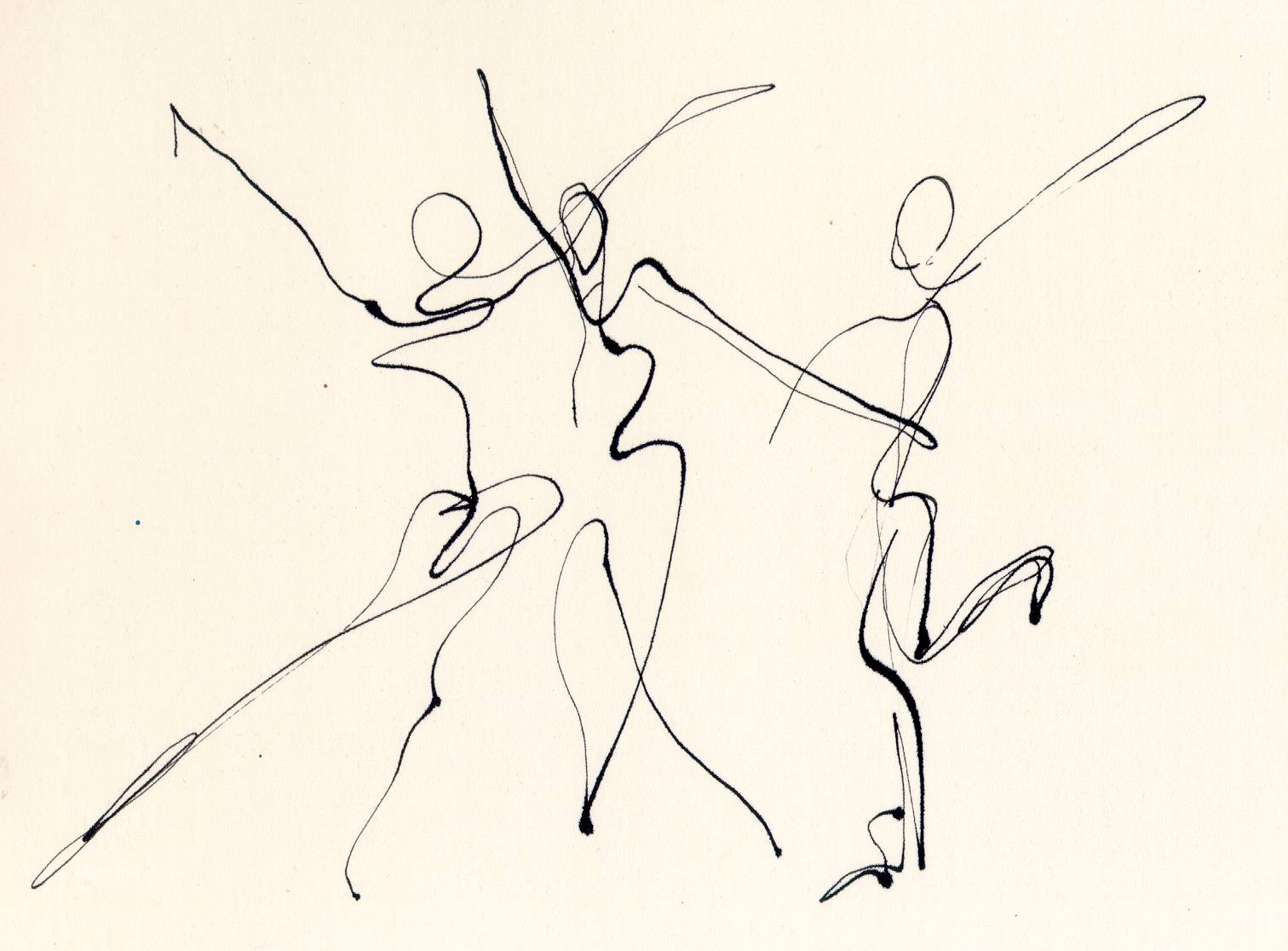1512x1116 3 Dancers Line Drawing Chris Carter Artist Dip Pen Ink Web Third