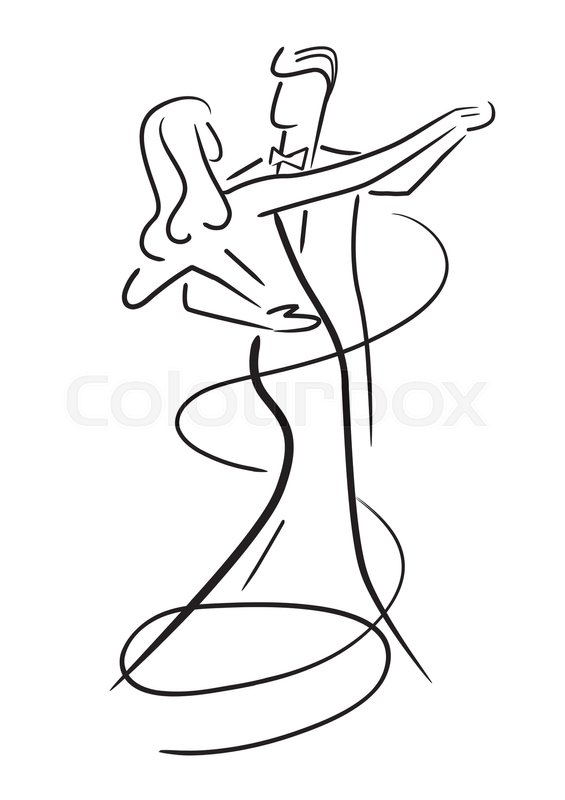 565x800 Black And White Stylized Drawing Of Young Couple Dancing Ballroom