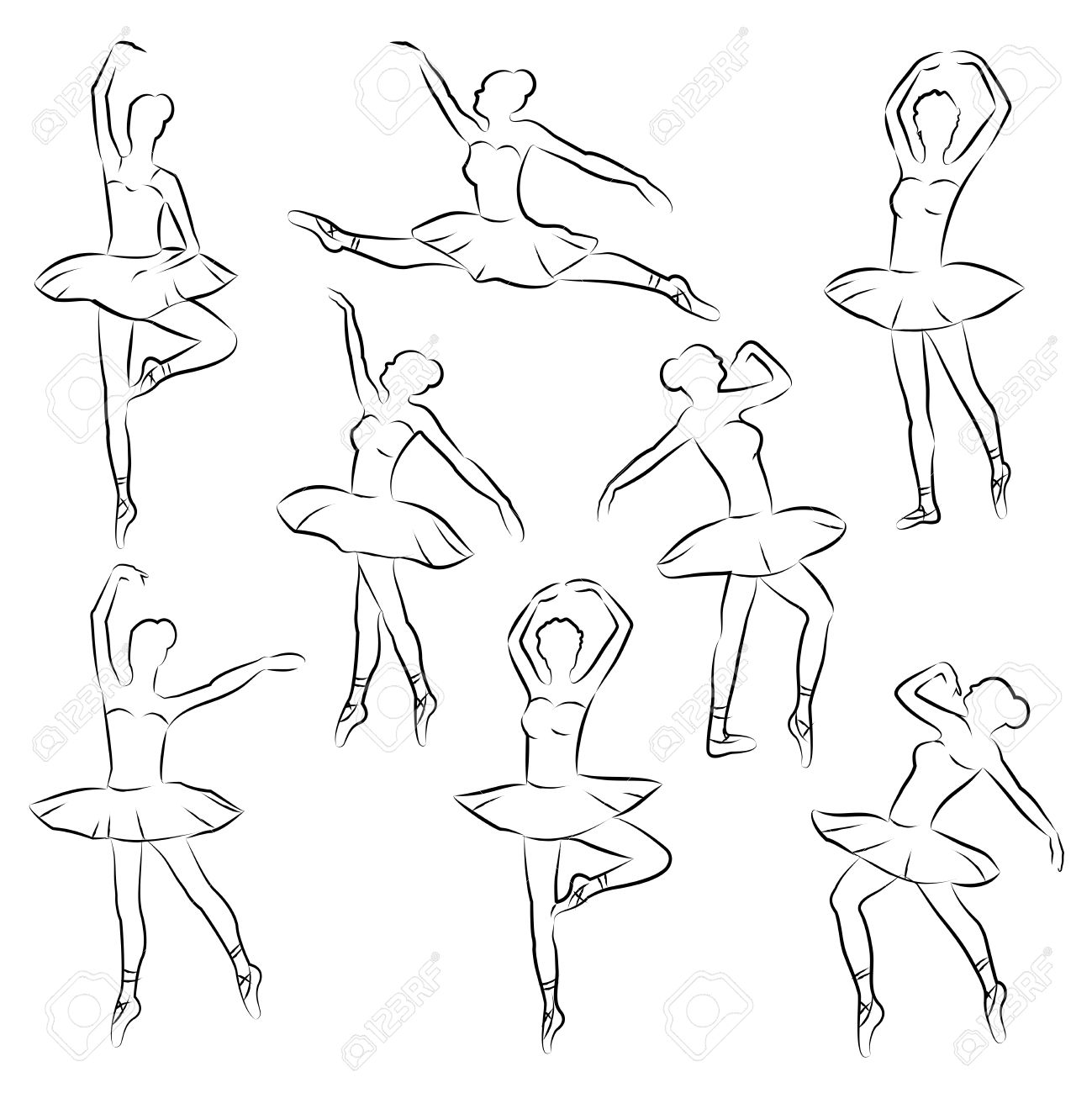 1299x1300 Ballet Outline Ballerina Dancer Figure Royalty Free Cliparts