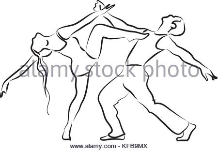 450x312 Illustration Line Drawing Jazz Dance Stock Photo, Royalty Free