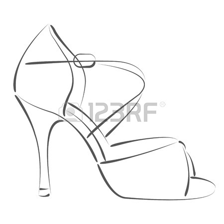 450x450 Elegant Sketched Woman S Shoe. Salsa Dance Shoes. Design Template
