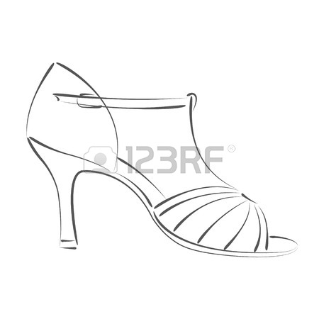 450x450 Elegant Sketched Woman's Shoe. Salsa Dance Shoes. Design Template