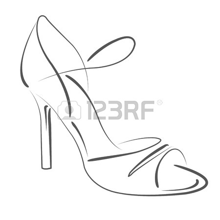450x450 Elegant Sketched Woman S Shoe. Salsa Dance Shoes. Design Template