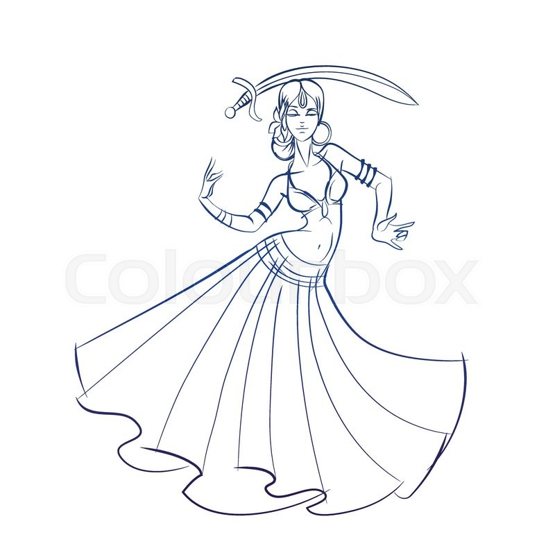 800x800 Gesture Sketch Line Drawing Of Belly Dancing Woman Stock Vector