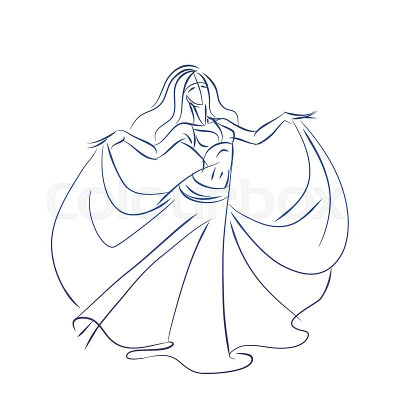 800x800 Line Ink Style Sketch Figure Gesture Drawing Of Belly Dancer