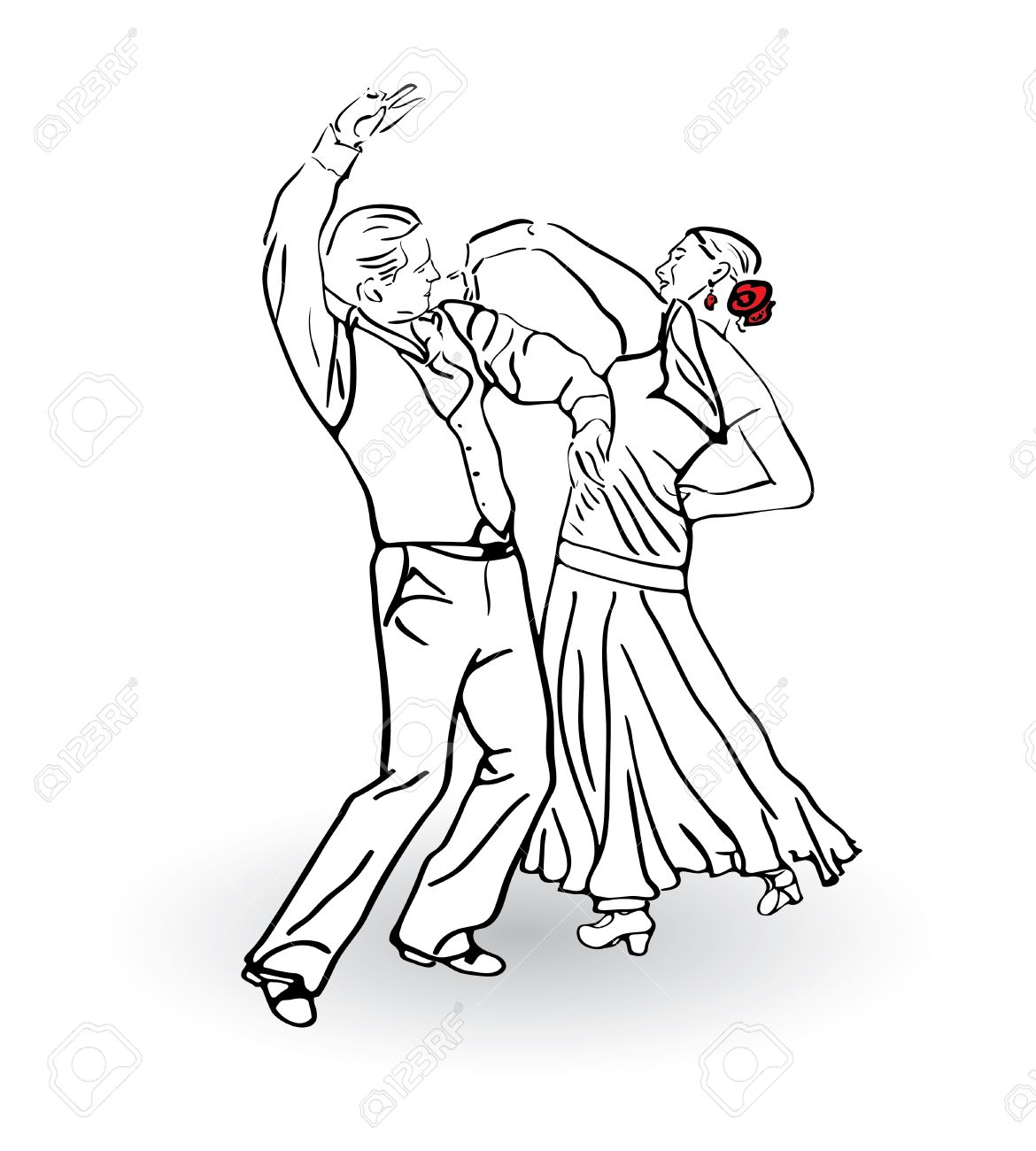 1170x1300 The Man And The Woman Dance A Tango Couple Dancing Sketch Concept