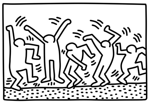 480x334 Dancing Figures By Keith Haring Coloring Page Free Printable