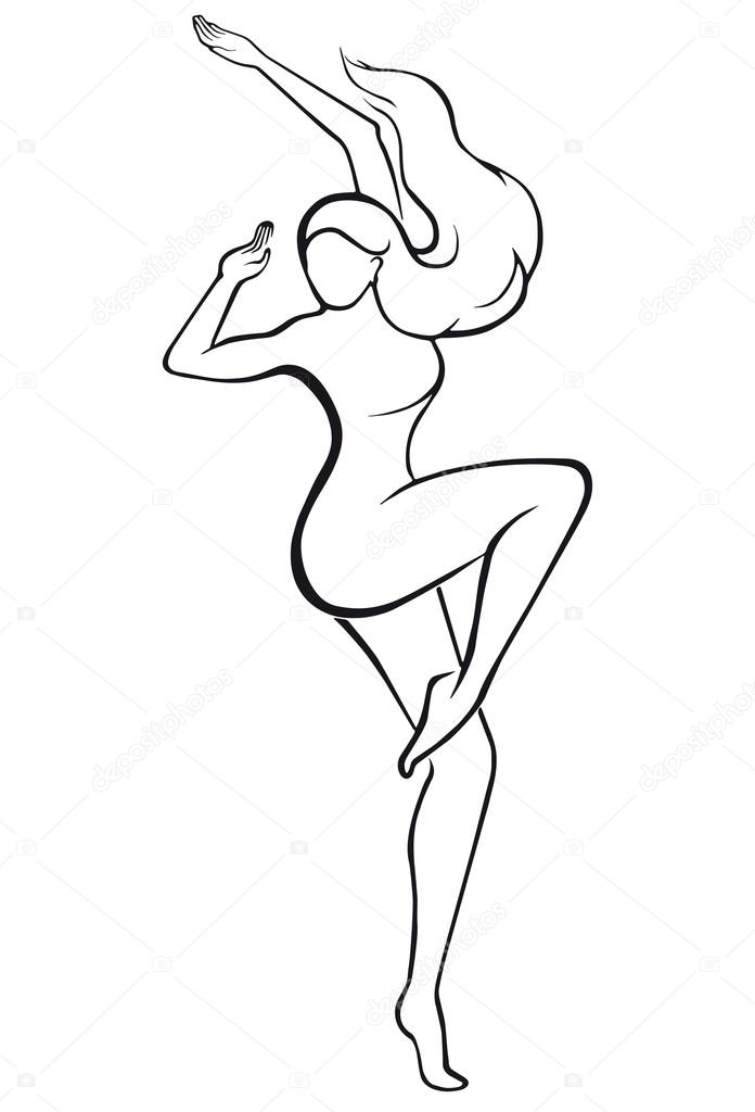 696x1024 Silhouette Of A Dancing Girl. Stock Vector L.grape